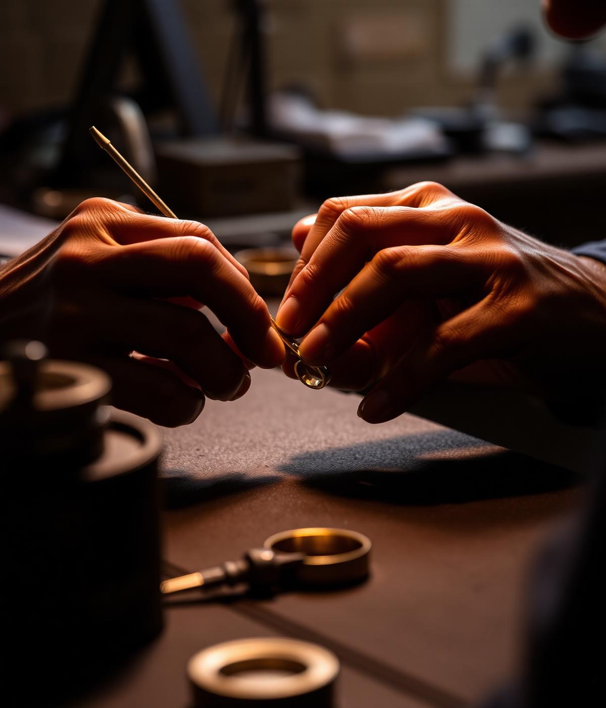 Master karigar hand-crafting 22k and 18k gold jewellery at K.D. Jewels' Chandni Chowk address